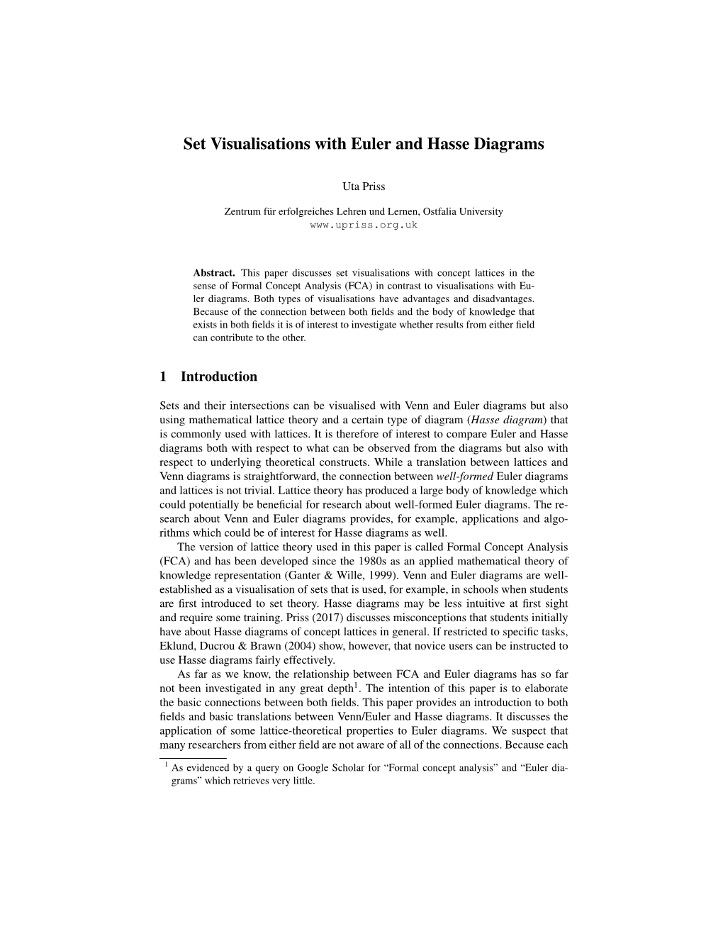 Set Visualisations with Euler and Hasse Diagrams