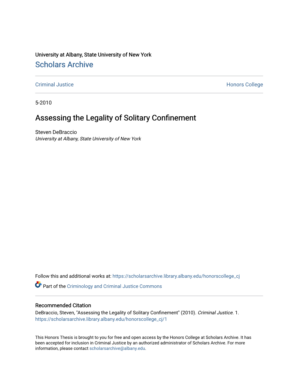 Assessing the Legality of Solitary Confinement