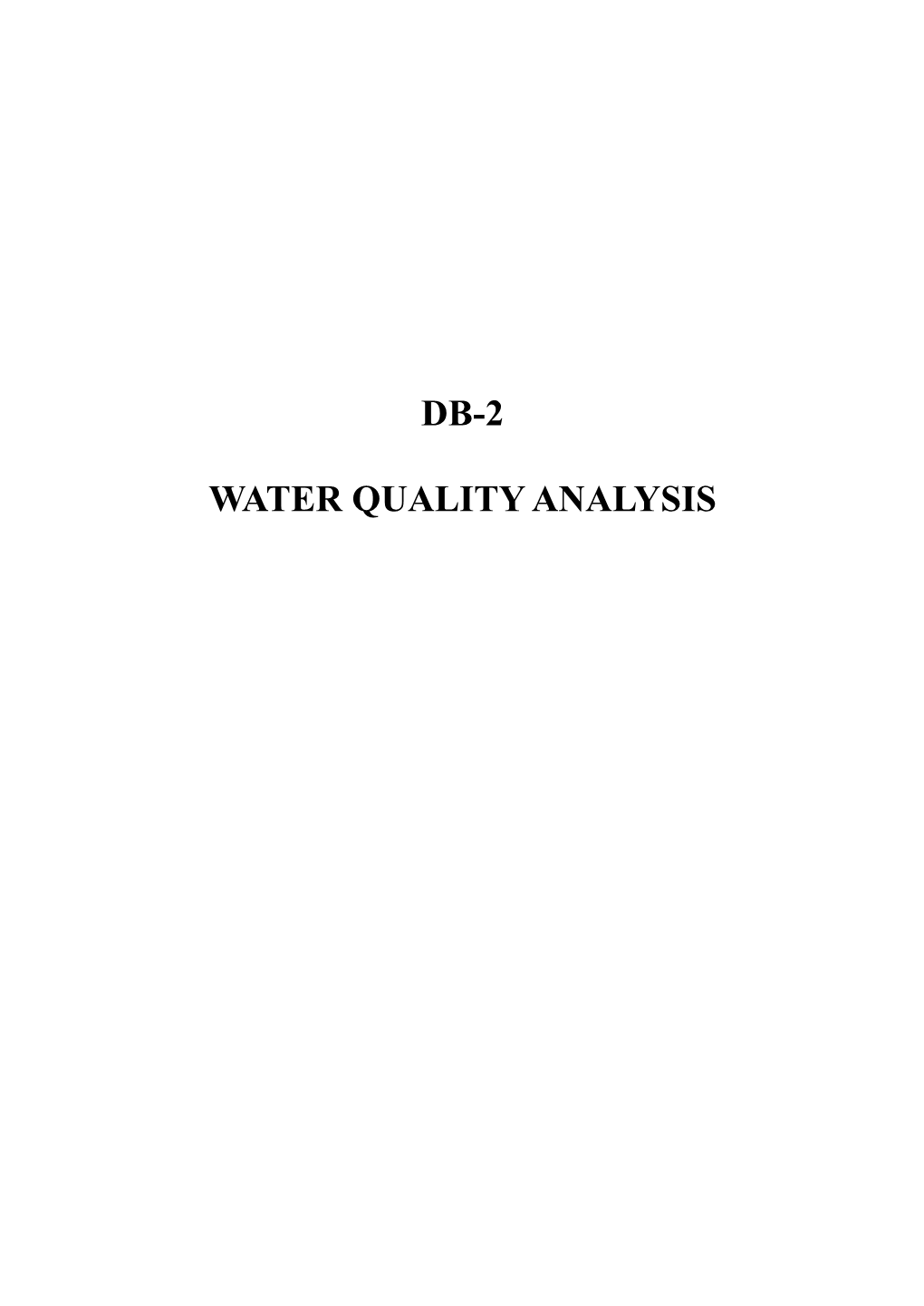 Db-2 Water Quality Analysis