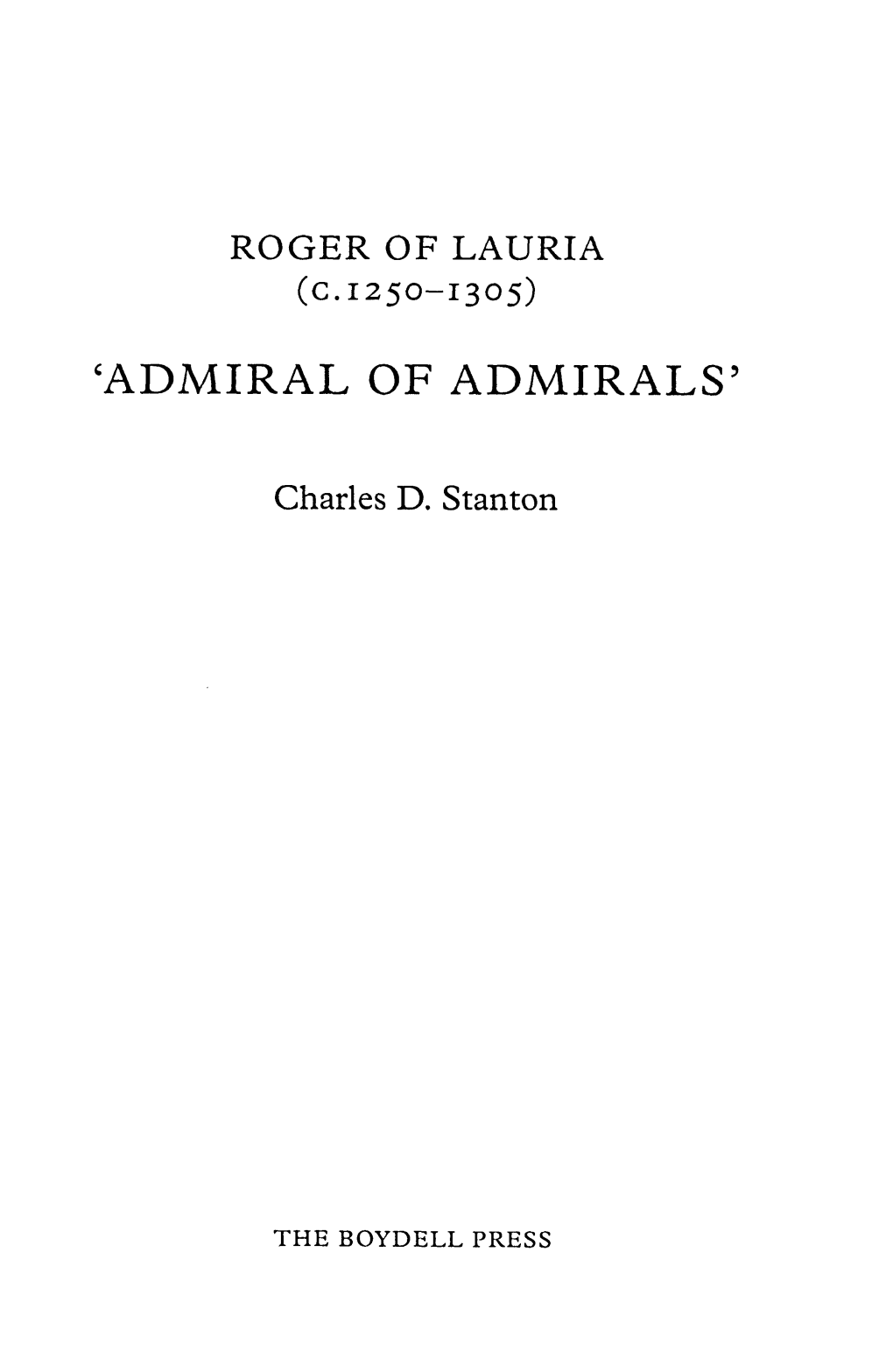 (C.1250-1305) 'ADMIRAL of ADMIRALS'