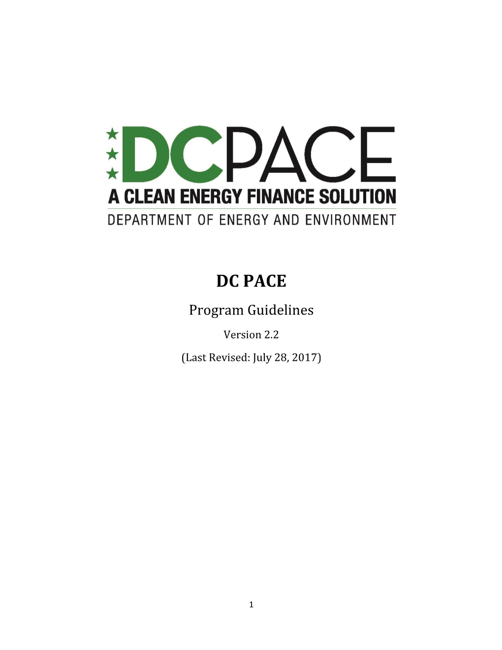 DC PACE Program Guidelines Version 2.2 (Last Revised: July 28, 2017)