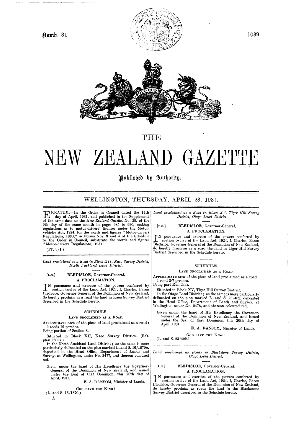 New Zealand Gazette