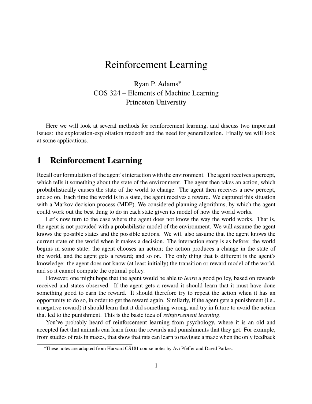 Reinforcement Learning