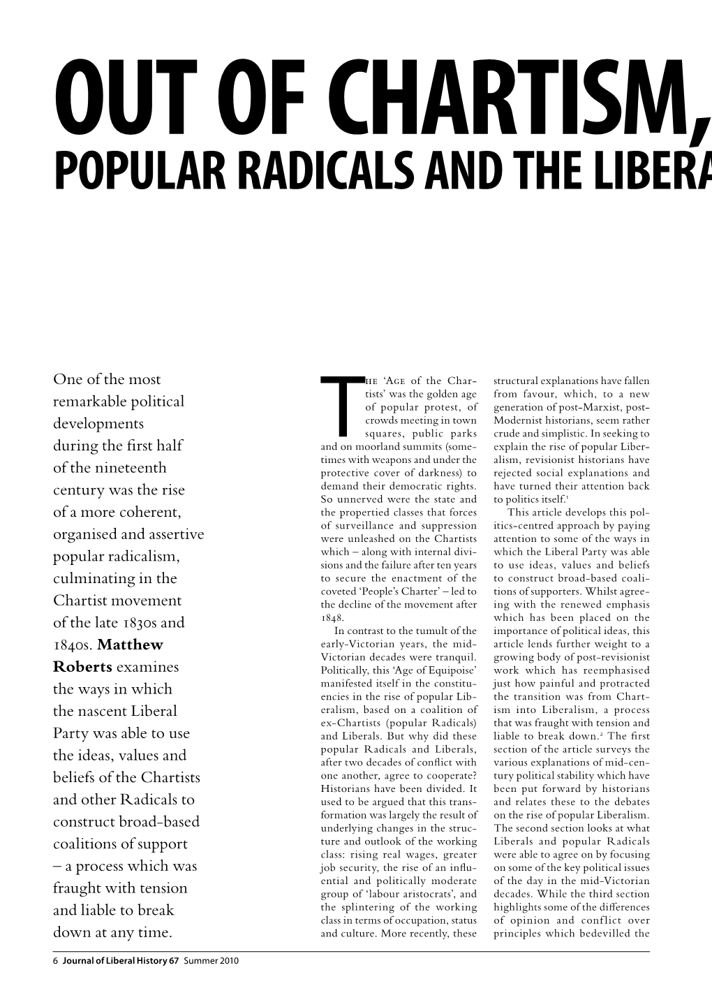 Popular Radicals and the Liberal Party in Mid-Victorian Britain