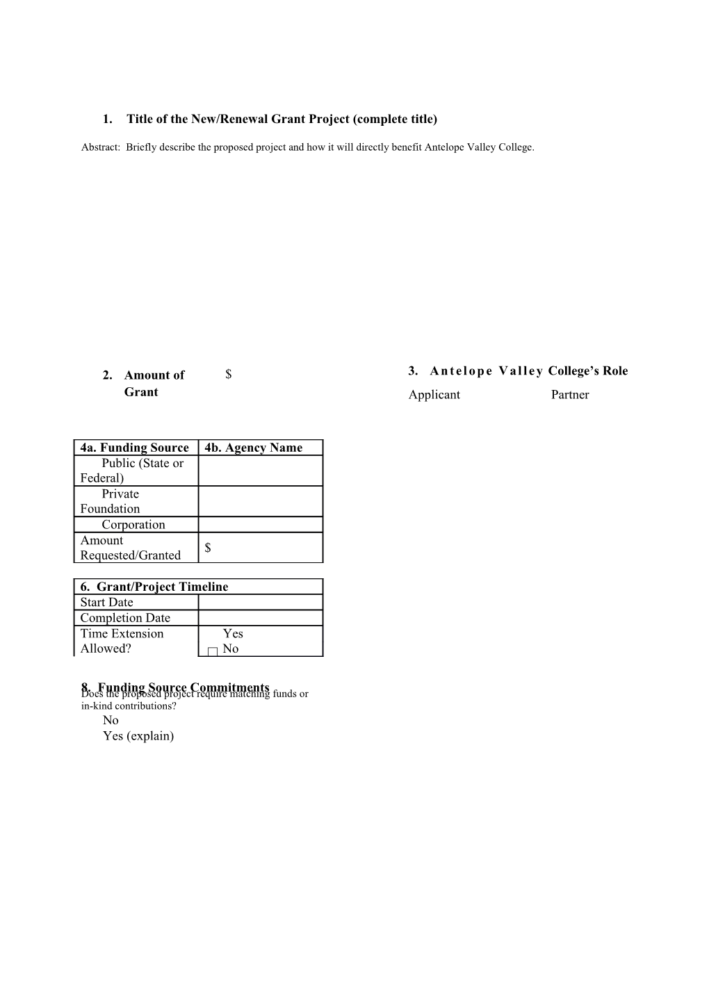 Grant Proposal Form