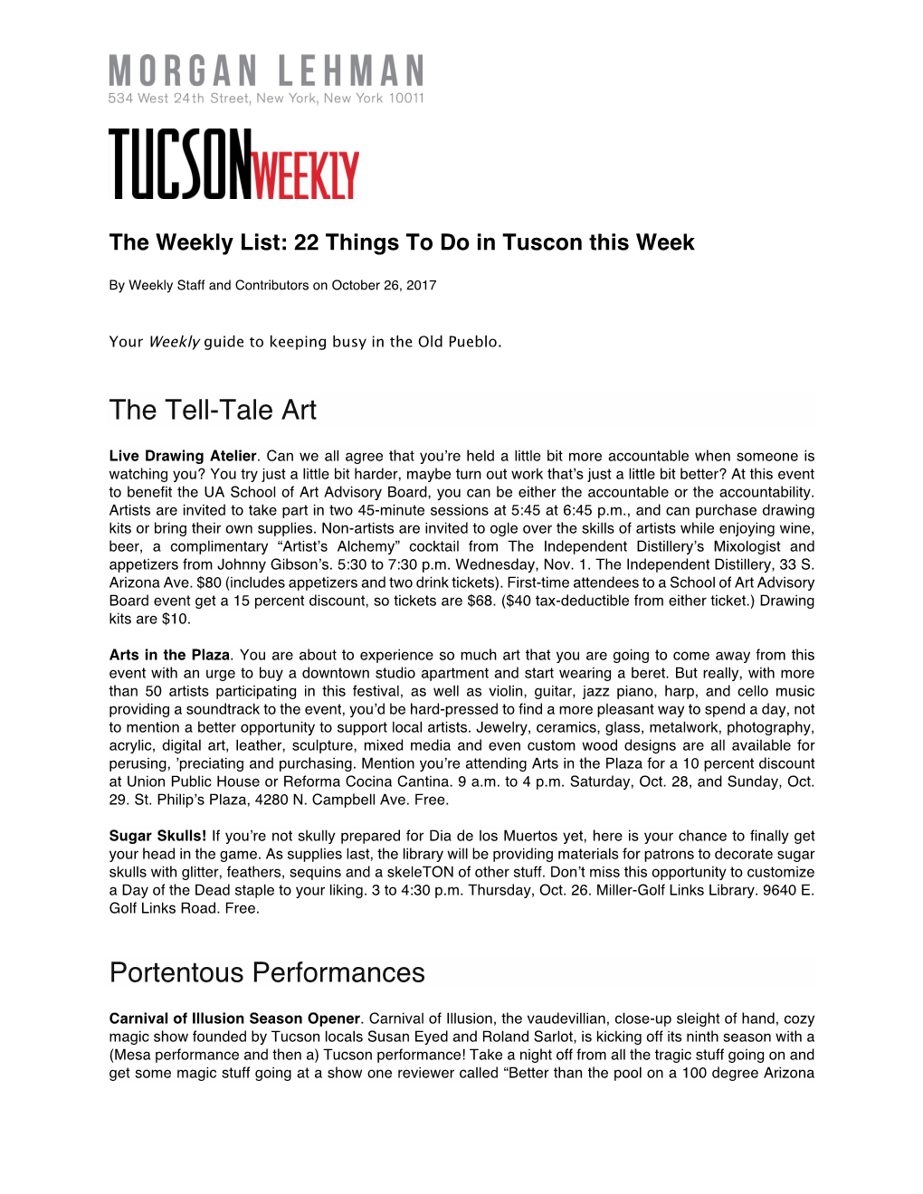 The Tell-Tale Art Portentous Performances