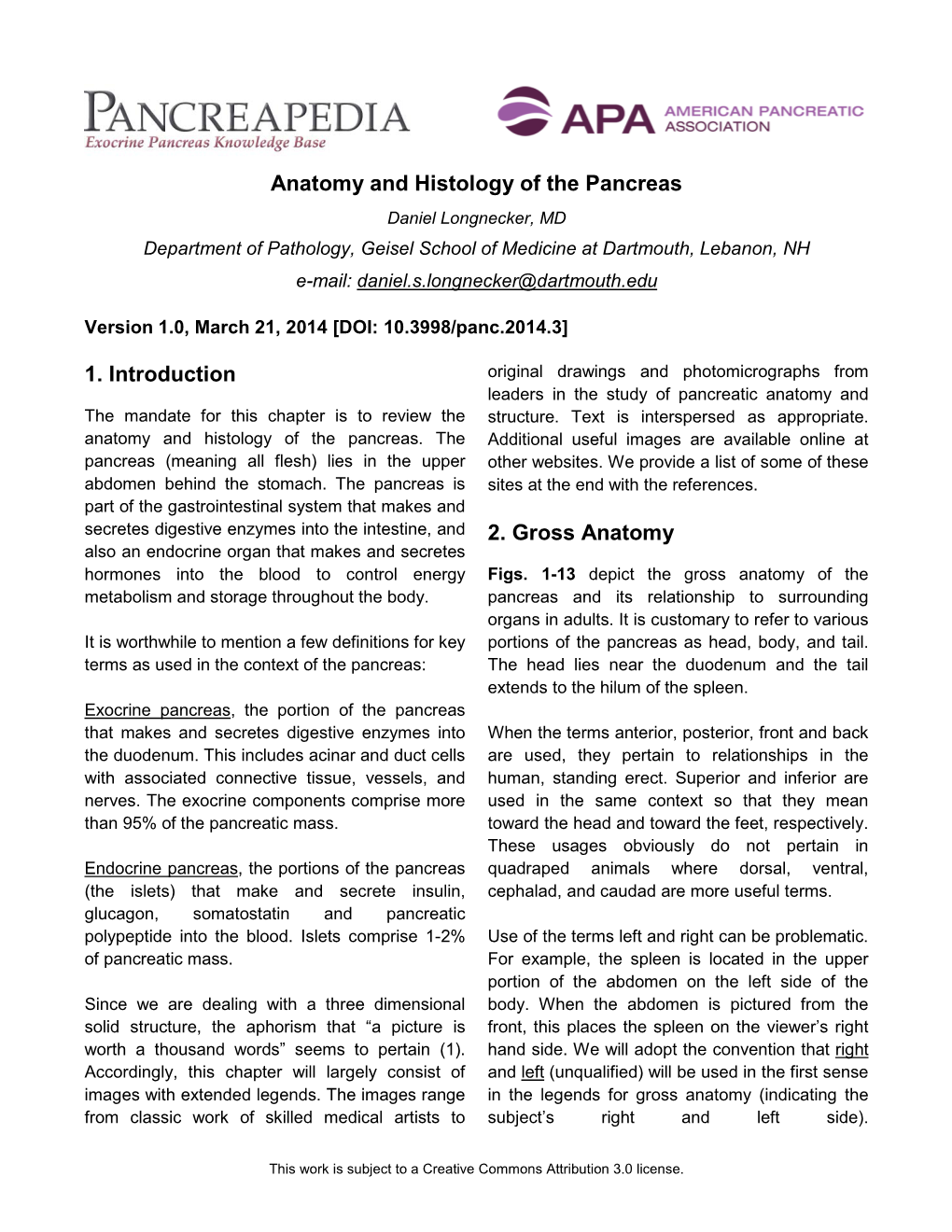 Anatomy and Histology of the Pancreas