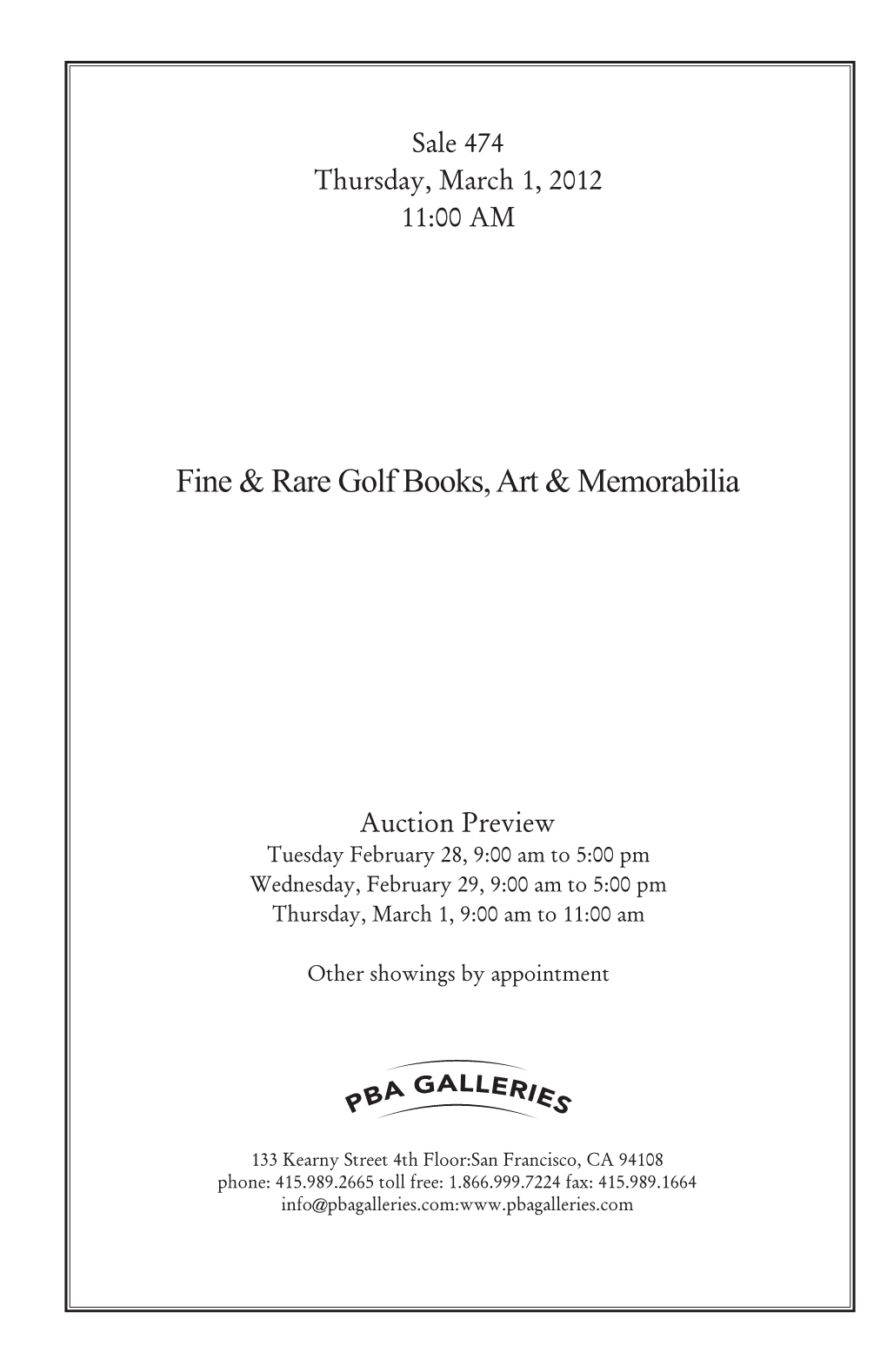 Fine & Rare Golf Books, Art & Memorabilia