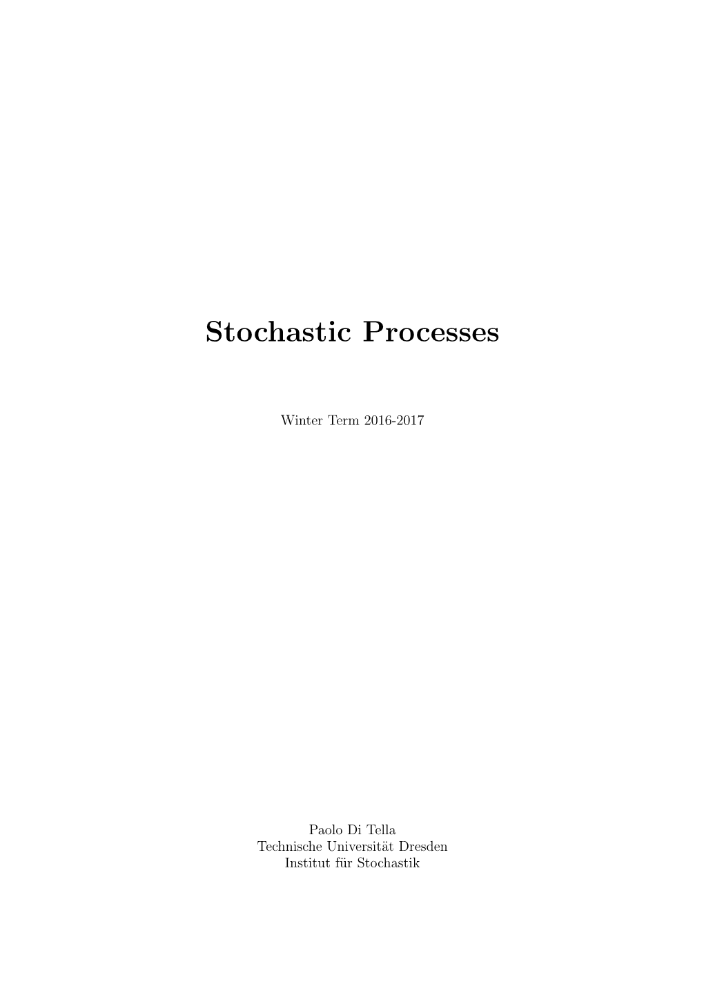 Stochastic Processes