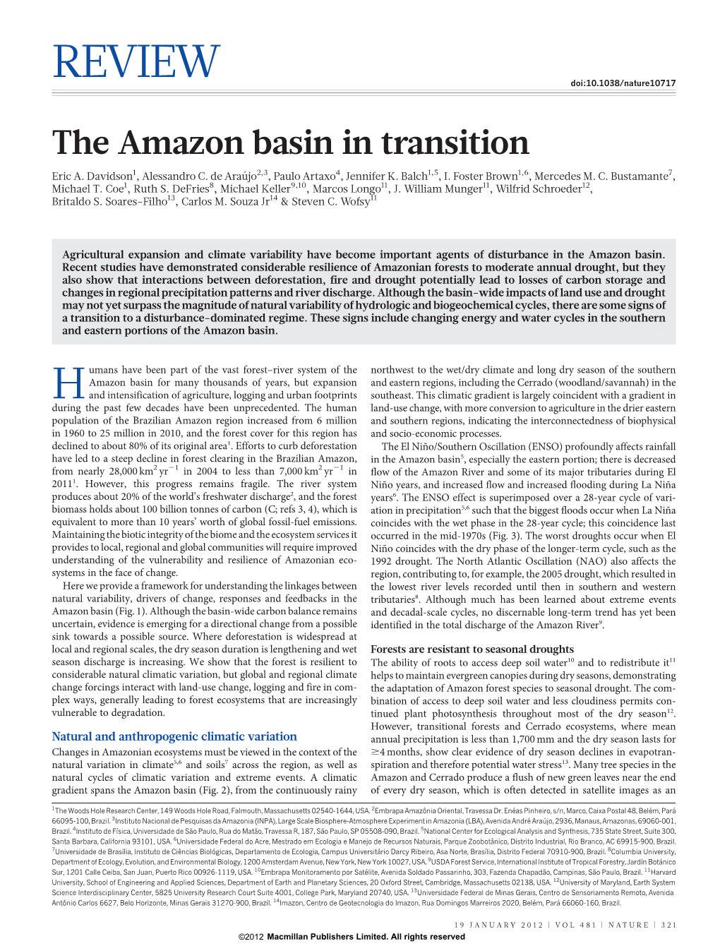 The Amazon Basin in Transition Eric A