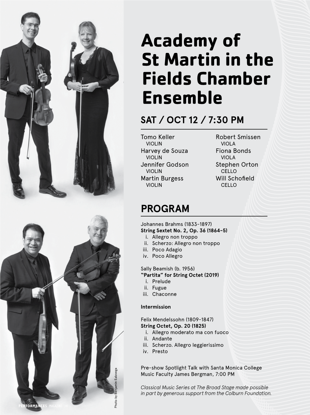 Academy of St Martin in the Fields Chamber Ensemble SAT / OCT 12 / 7:30 PM