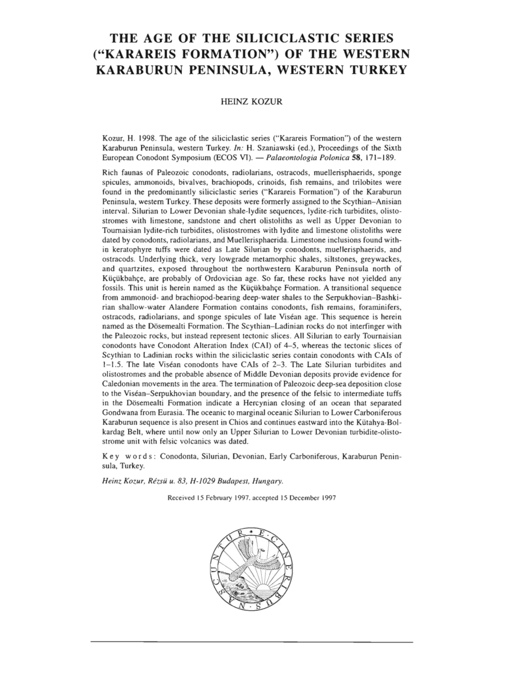 KARAREIS FORMATION -.: Palaeontologia Polonica