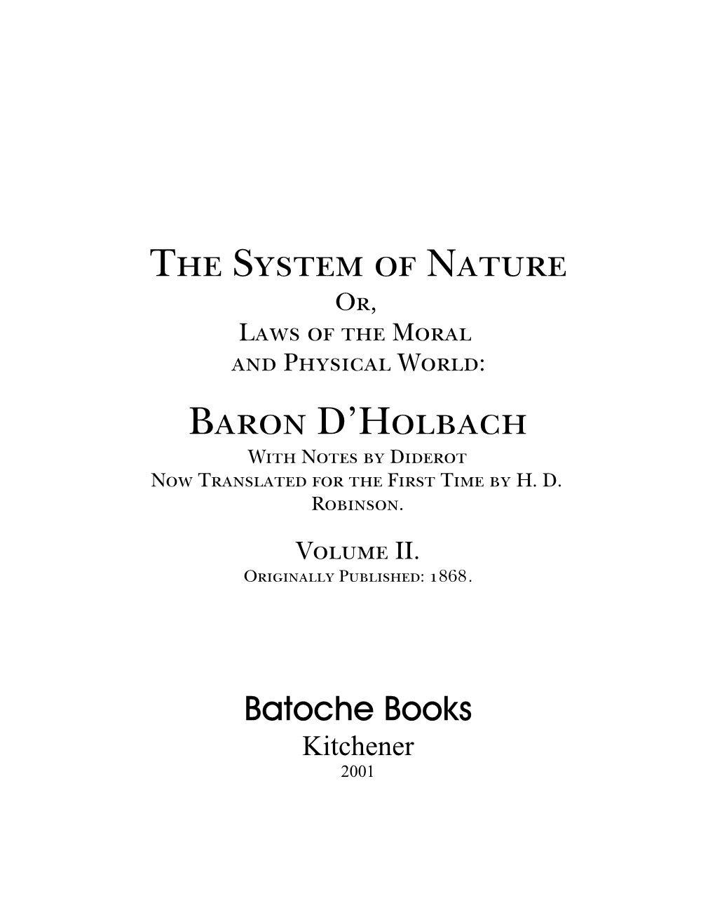 System of Nature Volume 2