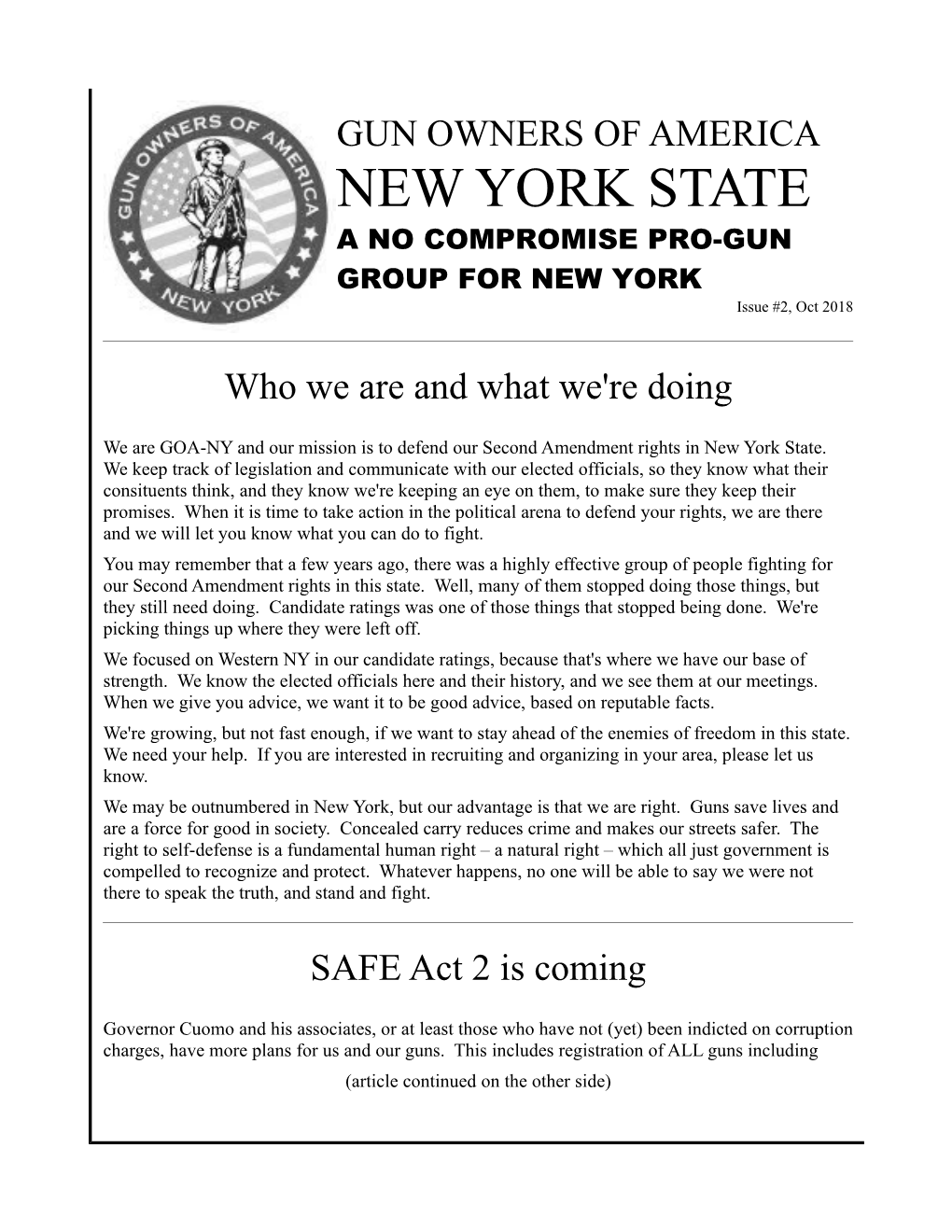 GOA-NY Newsletter Issue #2