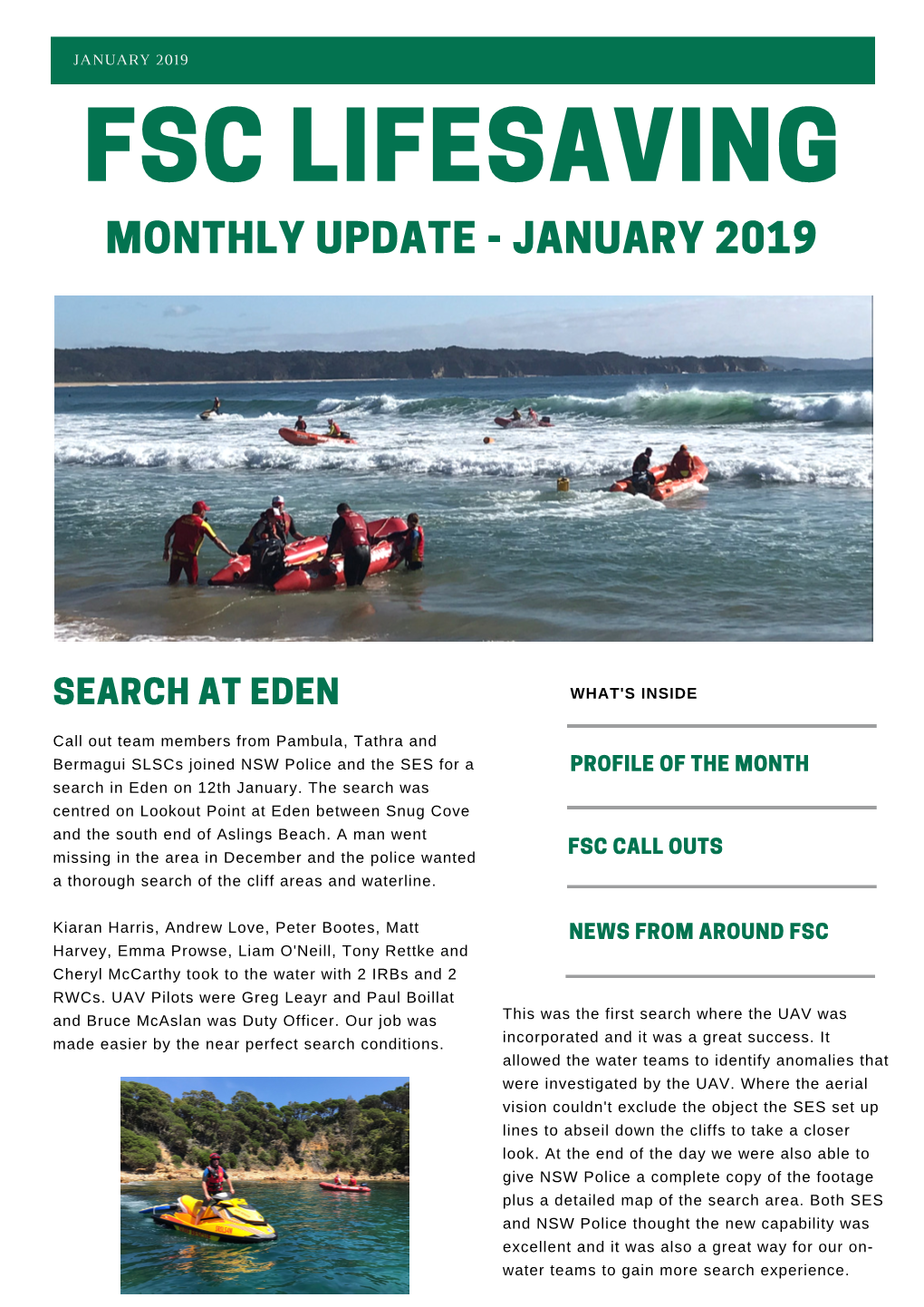 January 2019 Fsc Lifesaving Monthly Update - January 2019