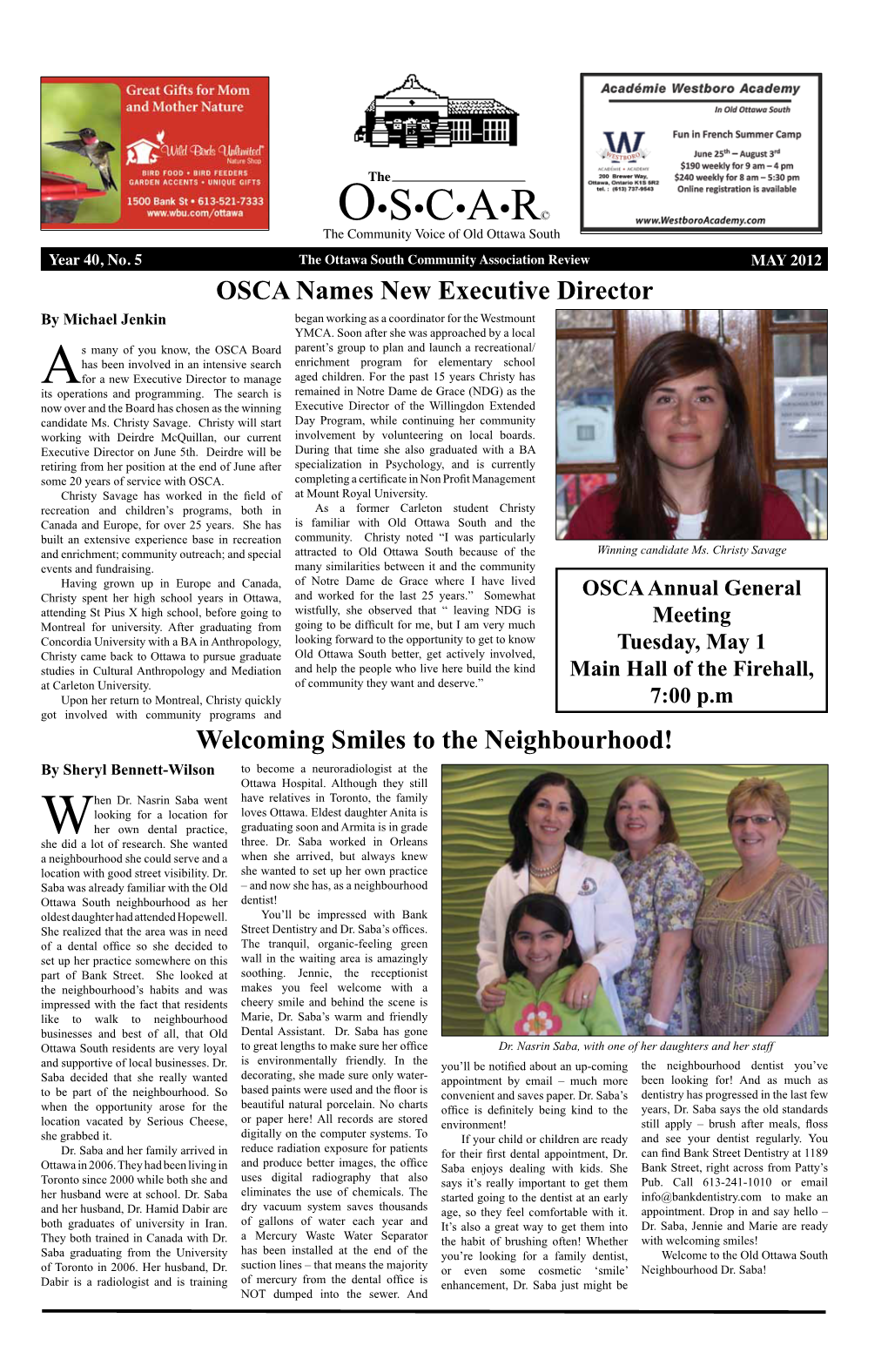 O•S•C•A•R© the Community Voice of Old Ottawa South Year 40, No