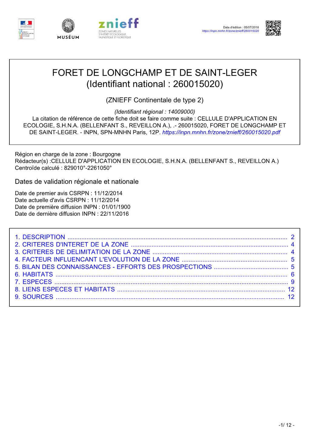 FORET DE LONGCHAMP ET DE SAINT-LEGER (Identifiant National : 260015020)