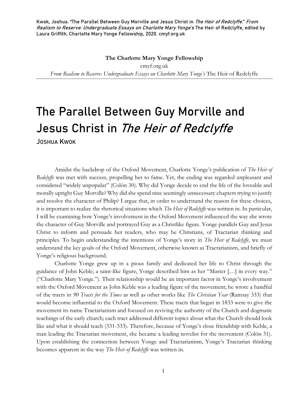 The Parallel Between Guy Morville and Jesus Christ in the Heir Of