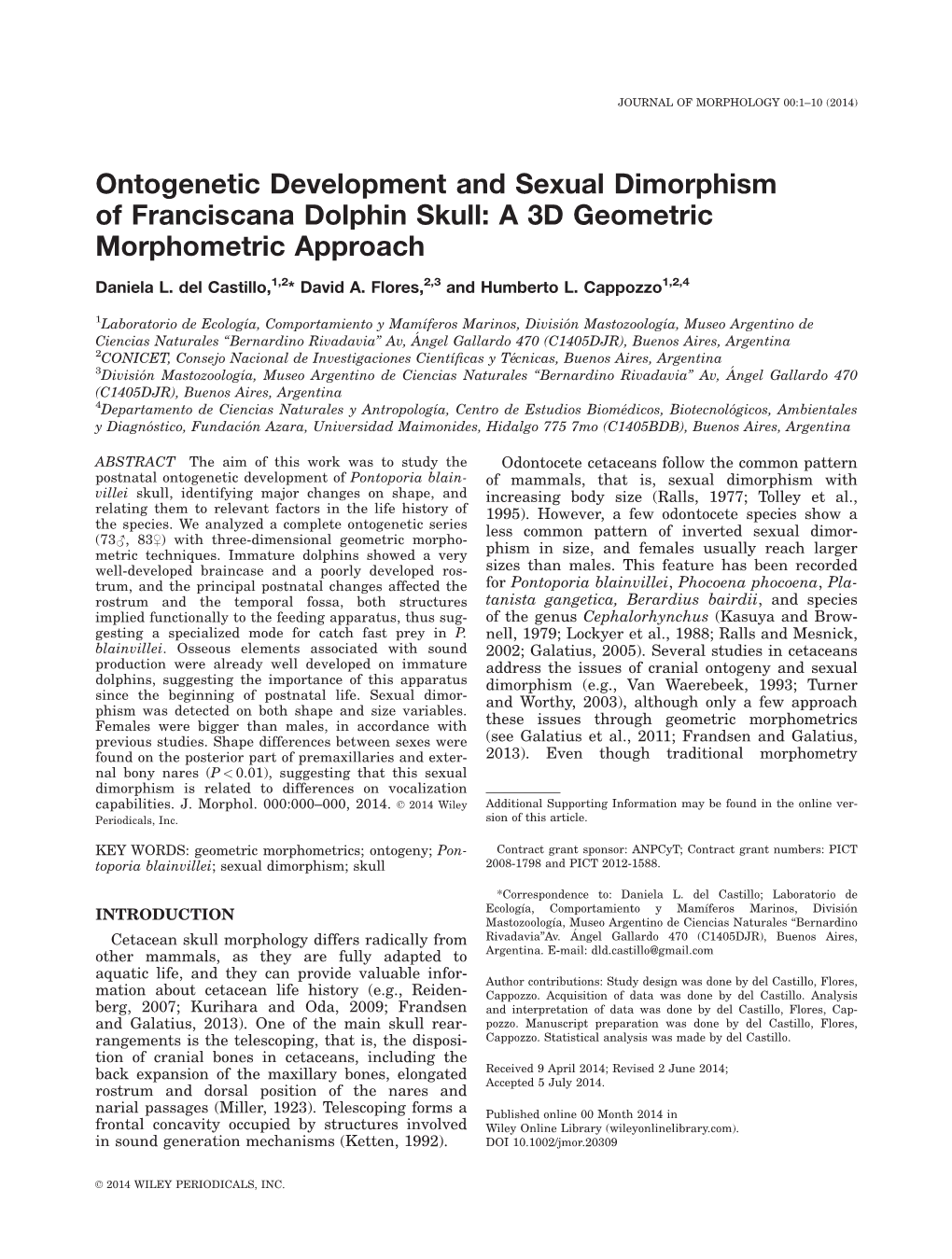 Ontogenetic Development and Sexual Dimorphism of Franciscana Dolphin Skull: a 3D Geometric Morphometric Approach