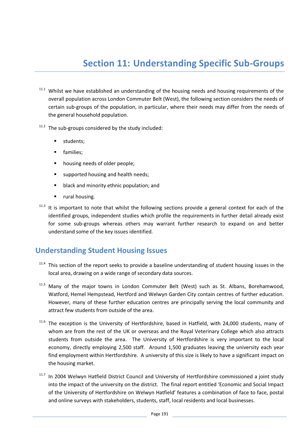 Section 11: Understanding Specific Sub-Groups