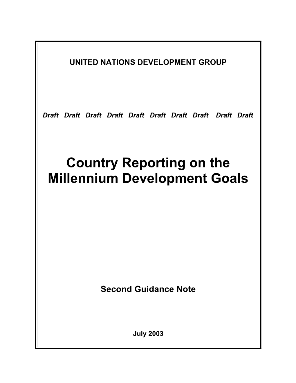 Draft Outline for Guidance Note for the Preparation of Country Report on Mdgs