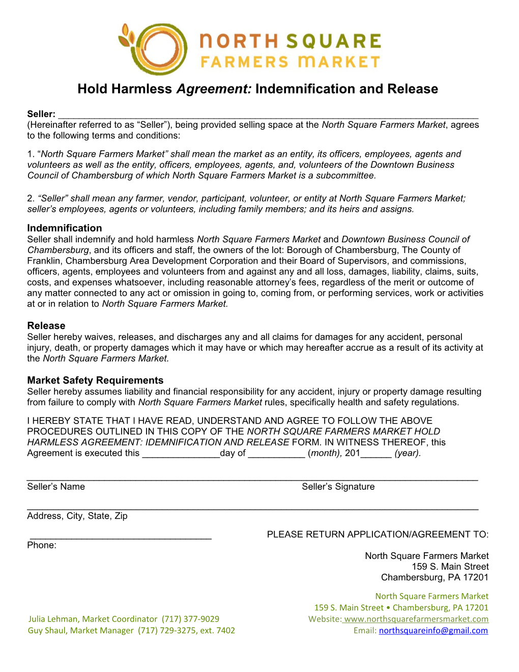 Hold Harmless Agreement: Indemnification and Release