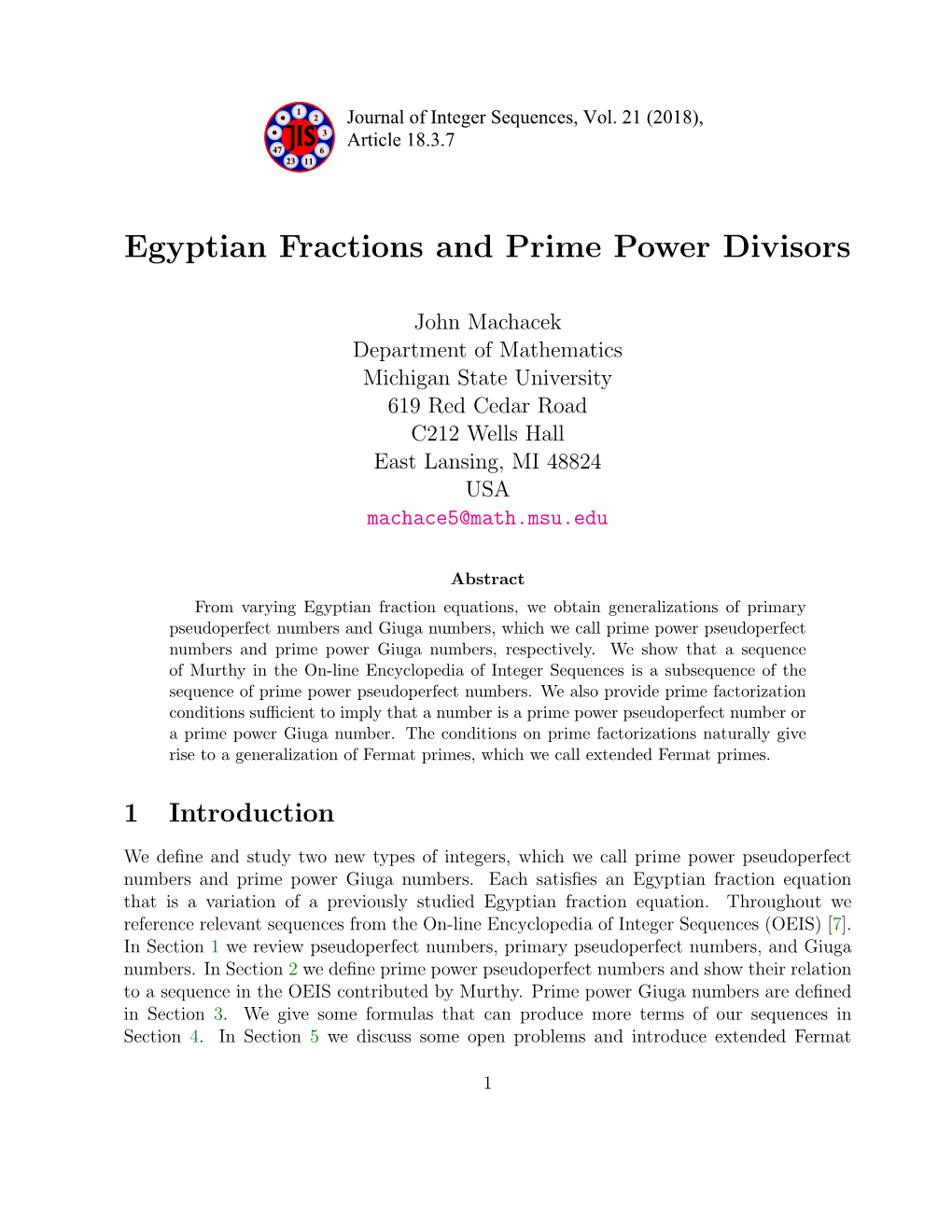 Egyptian Fractions and Prime Power Divisors