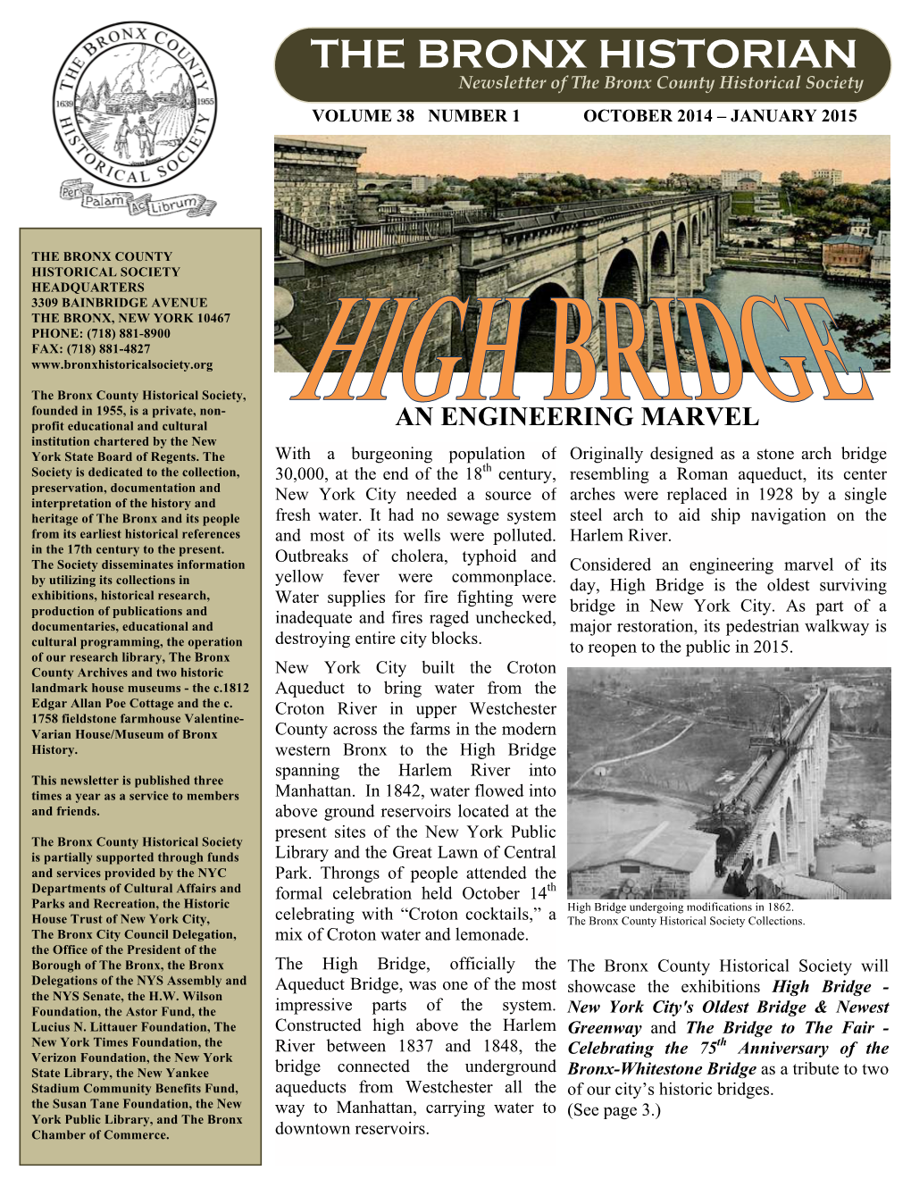 THE BRONX HISTORIAN Newsletter of the Bronx County Historical Society