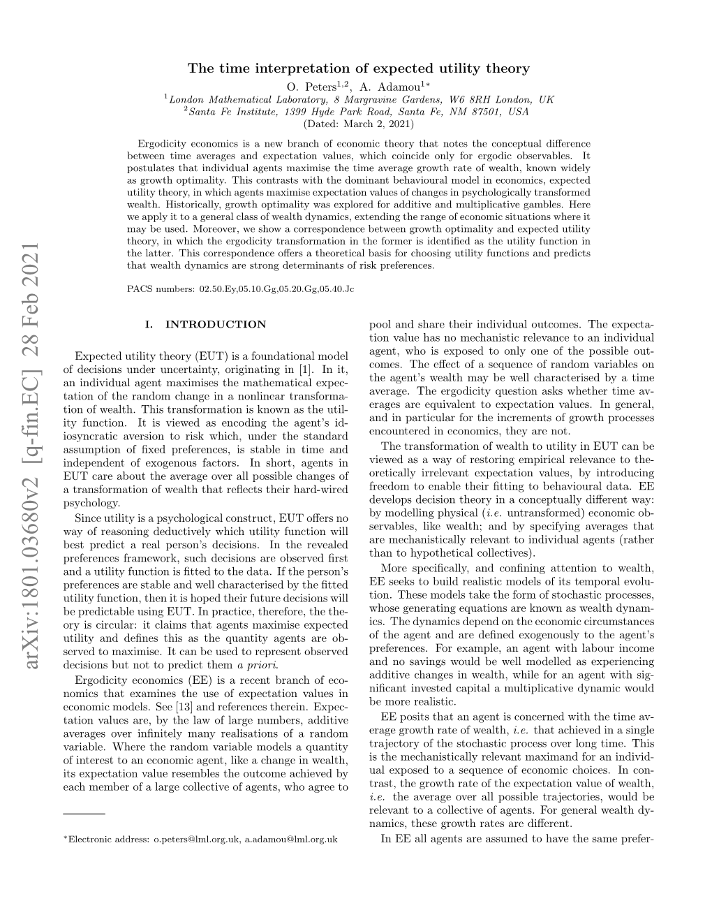 Arxiv:1801.03680V2 [Q-Fin.EC] 28 Feb 2021 Decisions but Not to Predict Them a Priori