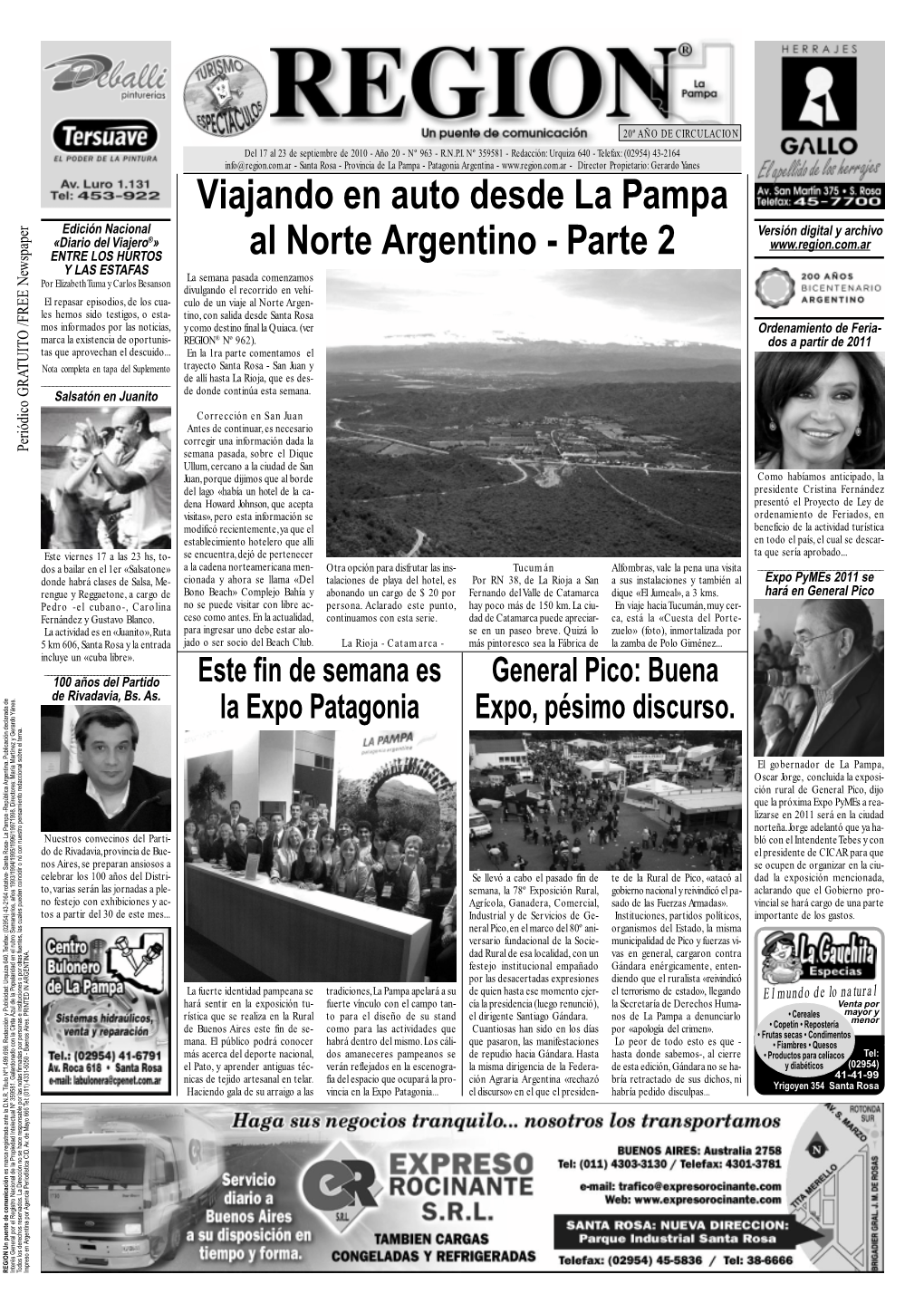 Del 17 Al 23 De Septiembre De 2010 - Año 20 - Nº 963 - UN REGALO ESTE FIN DE SEMANA PROYECTO DE LEY QUE SABRAN APRECIAR