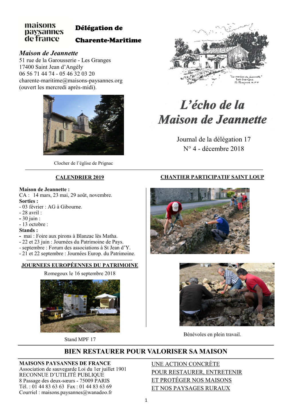 Echo Maison De Jeannette N° 4-Décembre 2018