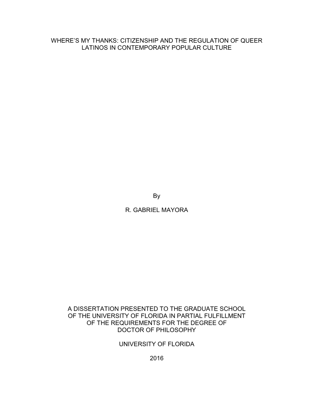 University of Florida Thesis Or Dissertation Formatting