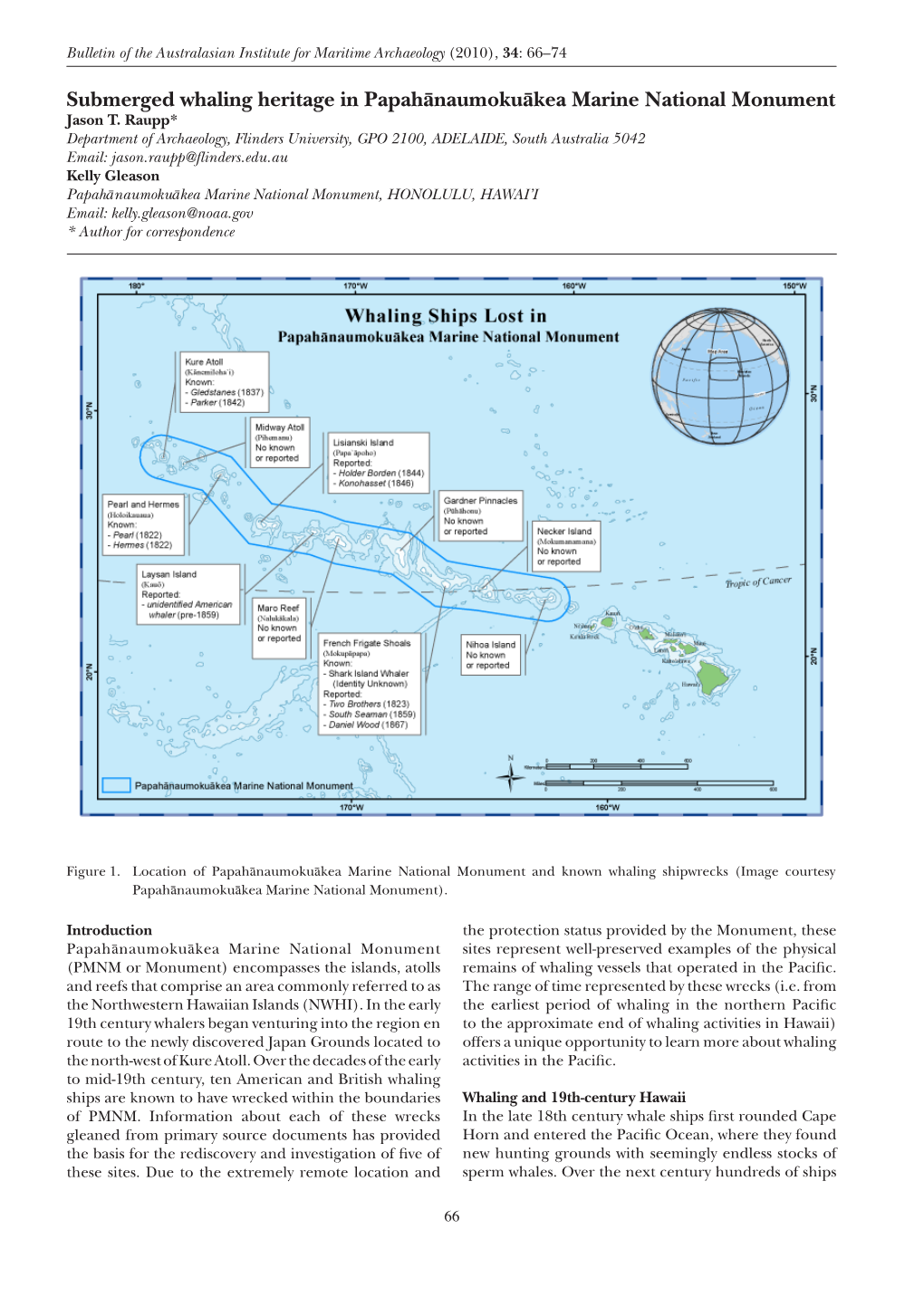 Submerged Whaling Heritage in Papahānaumokuākea Marine National Monument Jason T