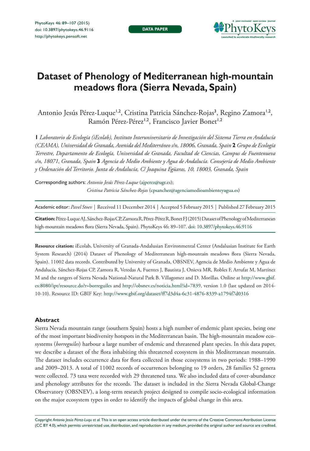 Dataset of Phenology of Mediterranean High-Mountain Meadows Flora (Sierra Nevada, Spain)