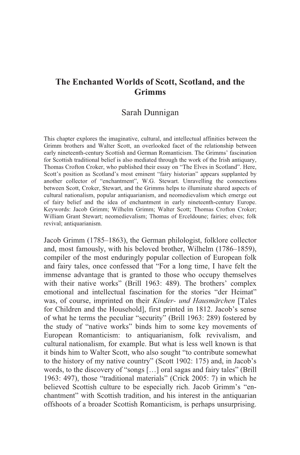 The Enchanted Worlds of Scott, Scotland, and the Grimms Sarah