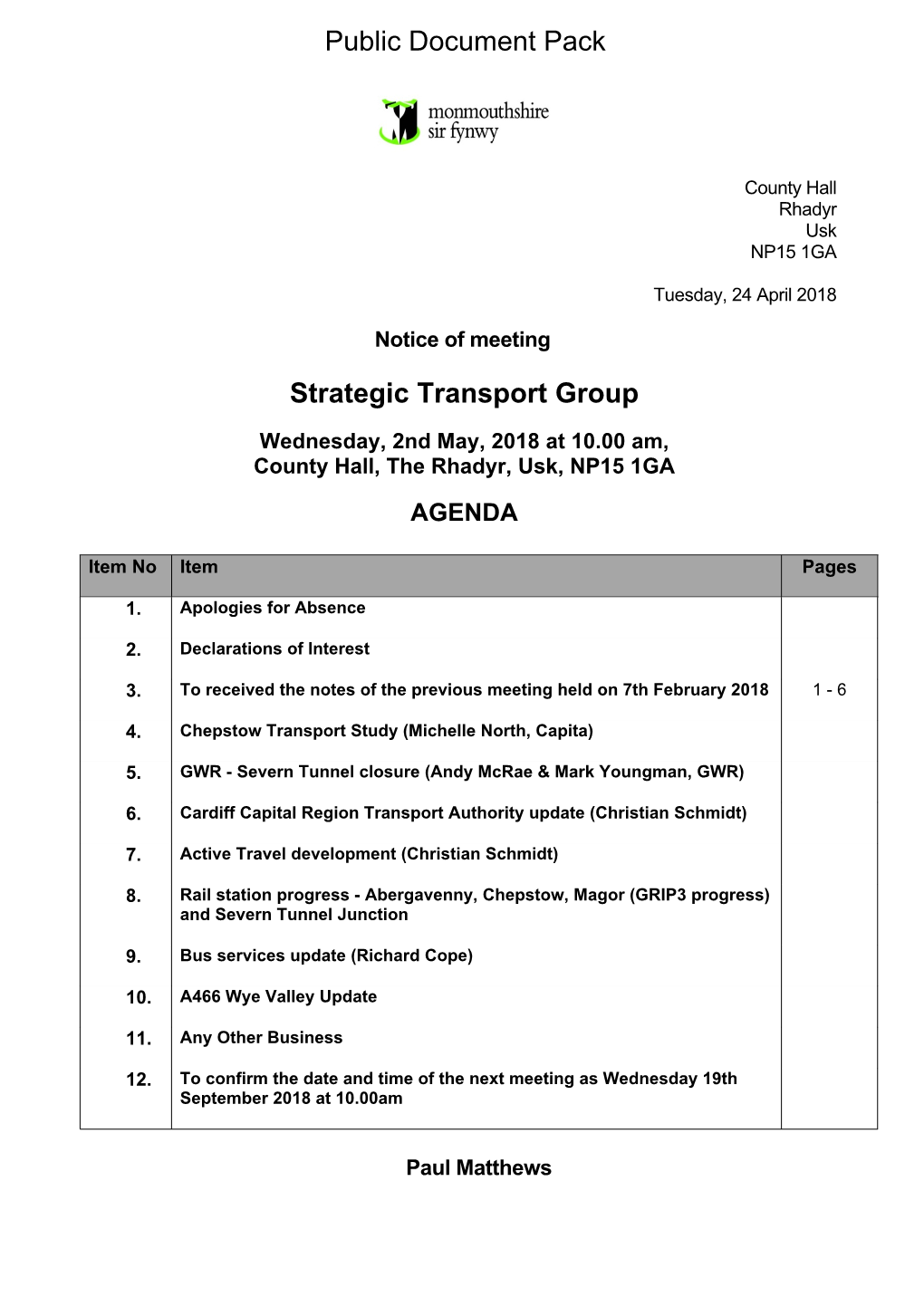 (Public Pack)Agenda Document for Strategic Transport Group, 02/05/2018 10:00