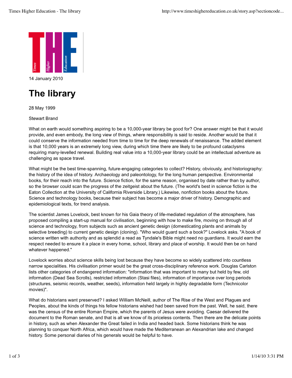 Times Higher Education - the Library