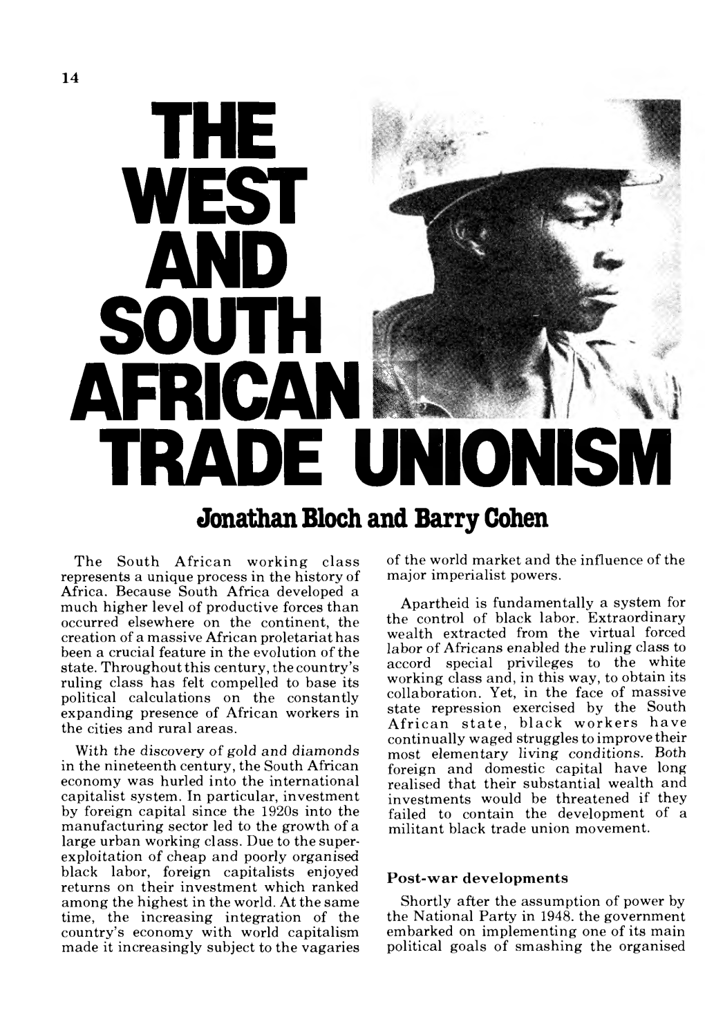 The West and South African Trade Unionism