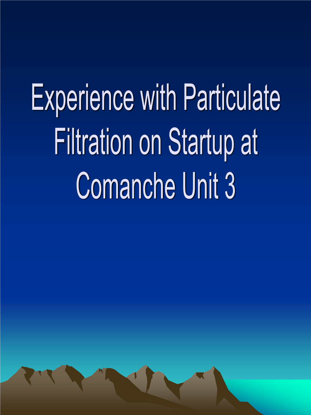 Experience with Particulate Filtration on Startup at Comanche Unit 3 Initial ACC Cleanup