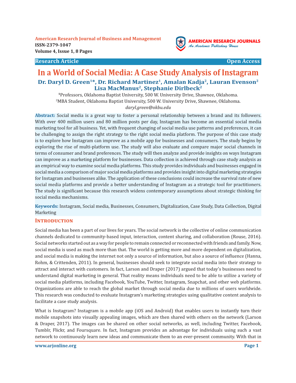 A Case Study Analysis of Instagram Dr