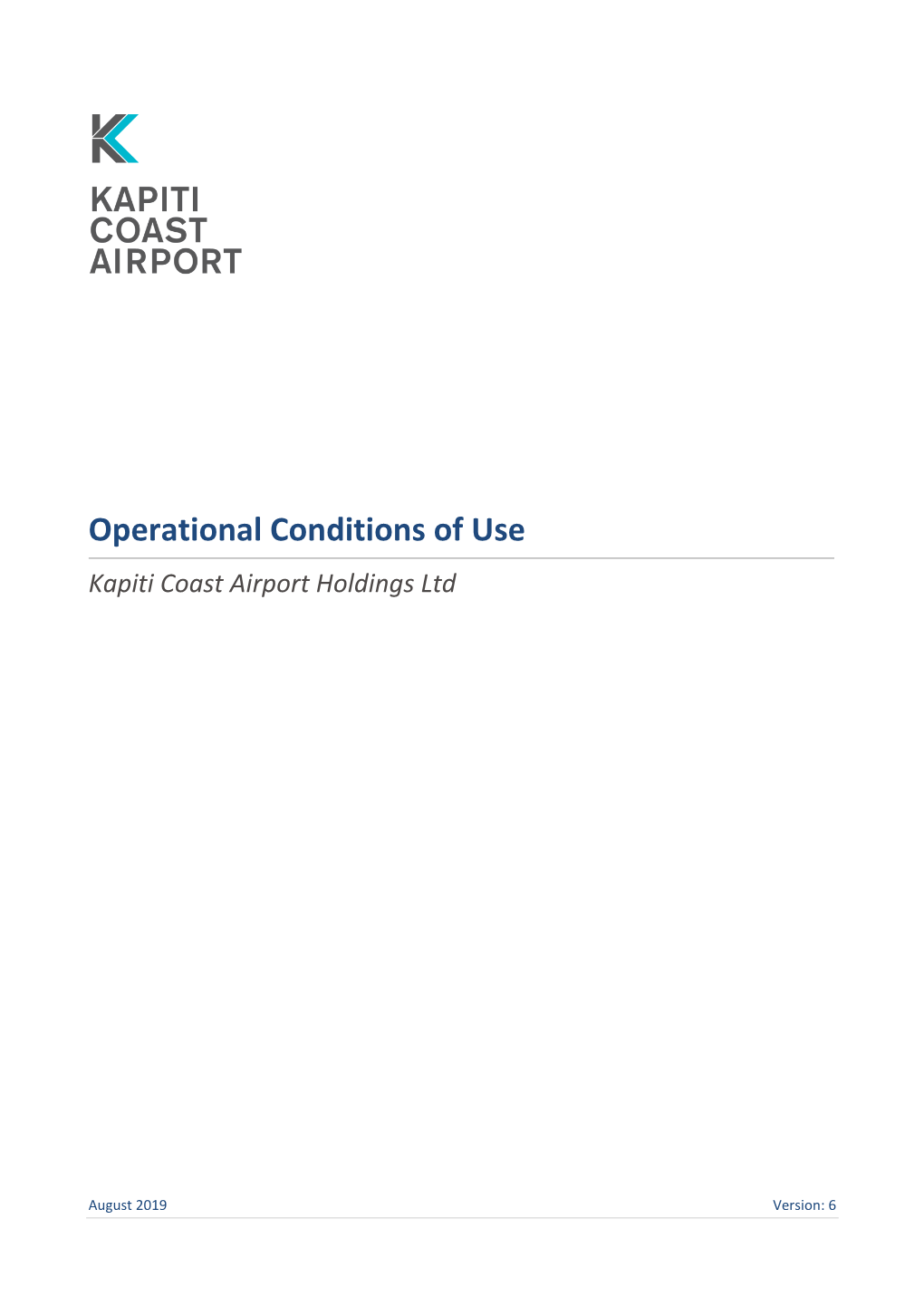 Operational Conditions of Use Kapiti Coast Airport Holdings Ltd