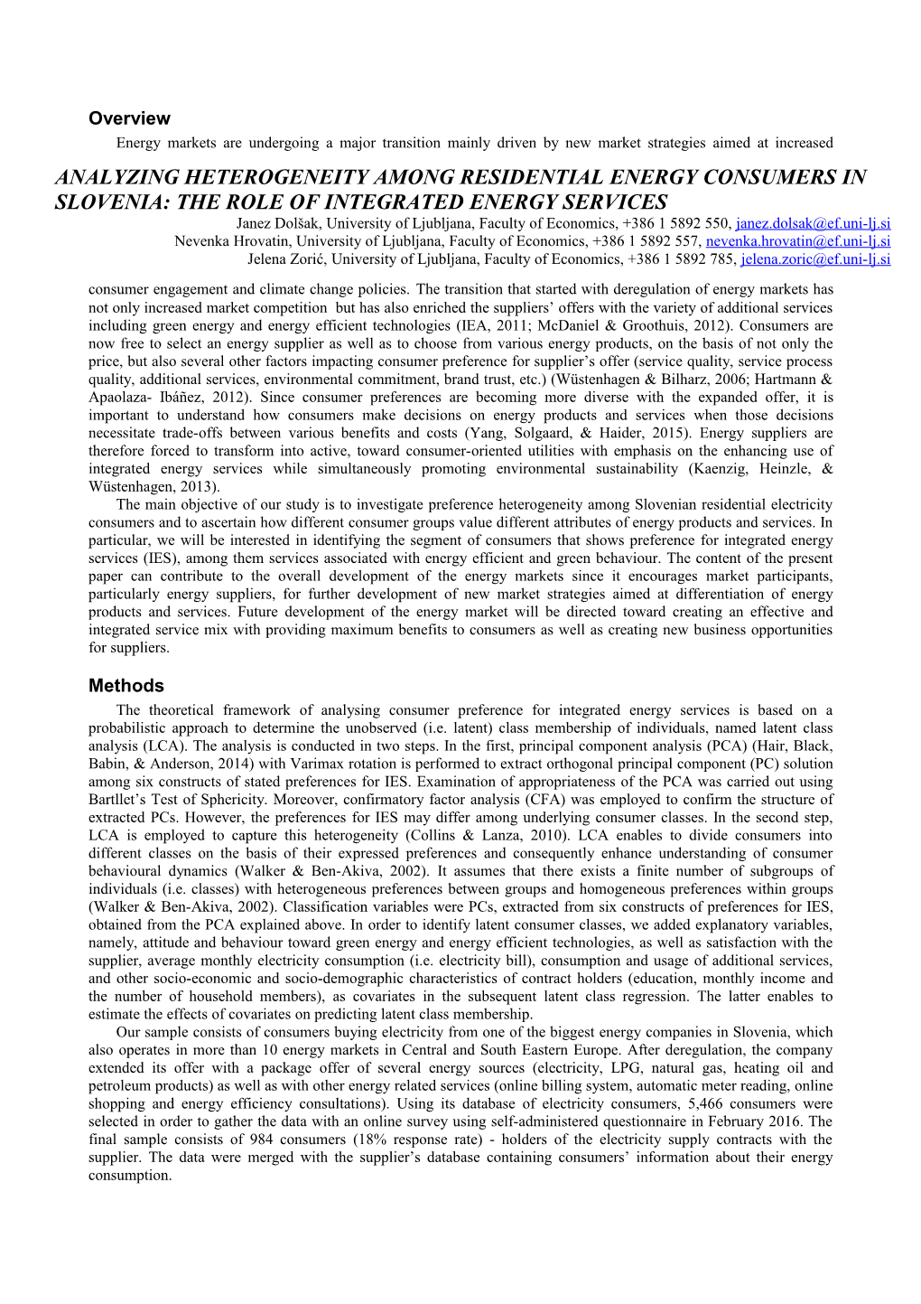 Analyzing Heterogeneity Among Residential Energy Consumers in Slovenia: the Role of Integrated