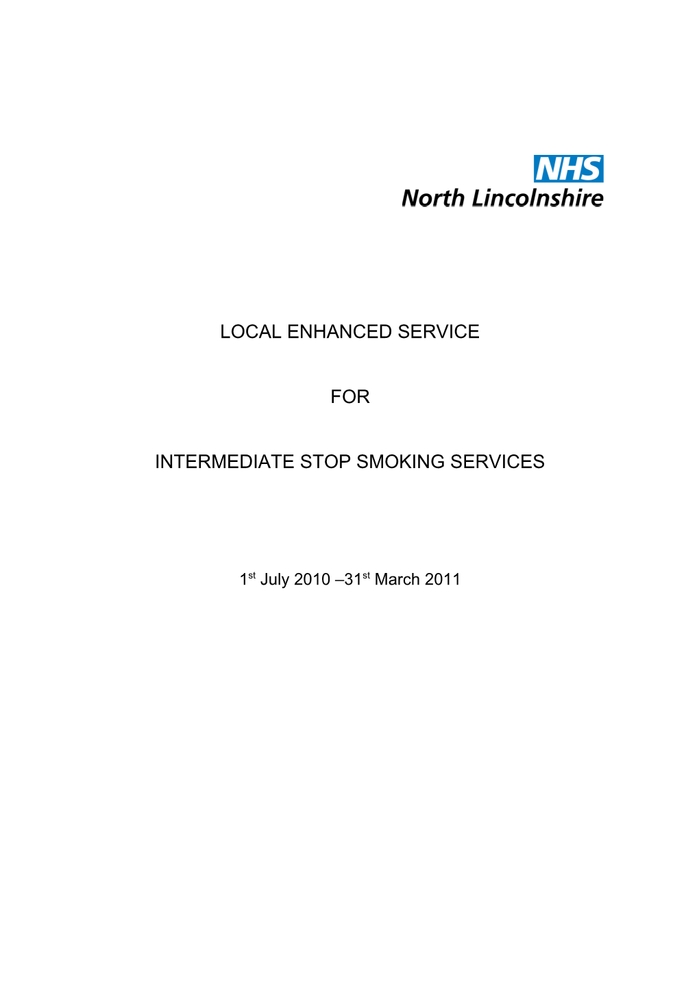 North Lincolnshire Primary Care Trust NHS Stop Smoking Service