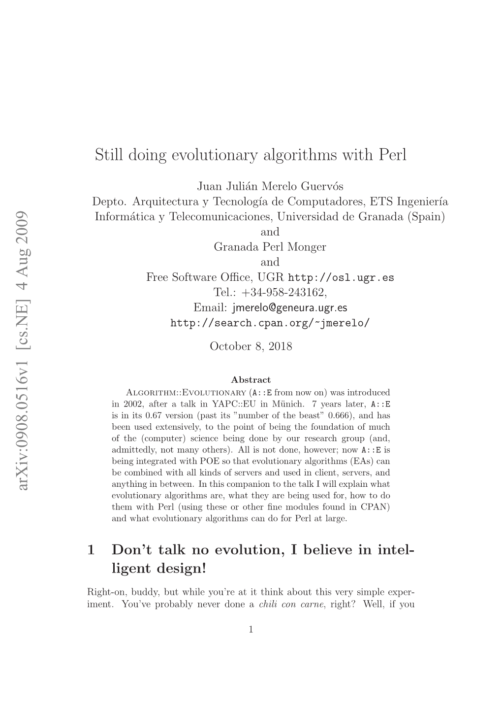 Still Doing Evolutionary Algorithms with Perl