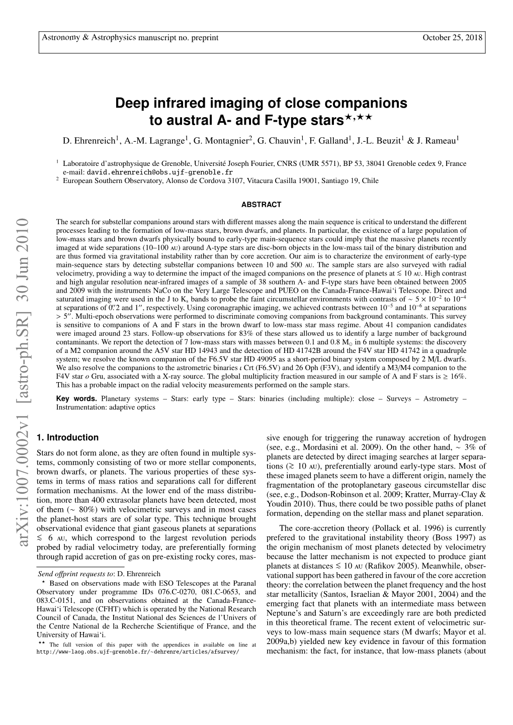 Deep Infrared Imaging of Close Companions to Austral A-And F-Type