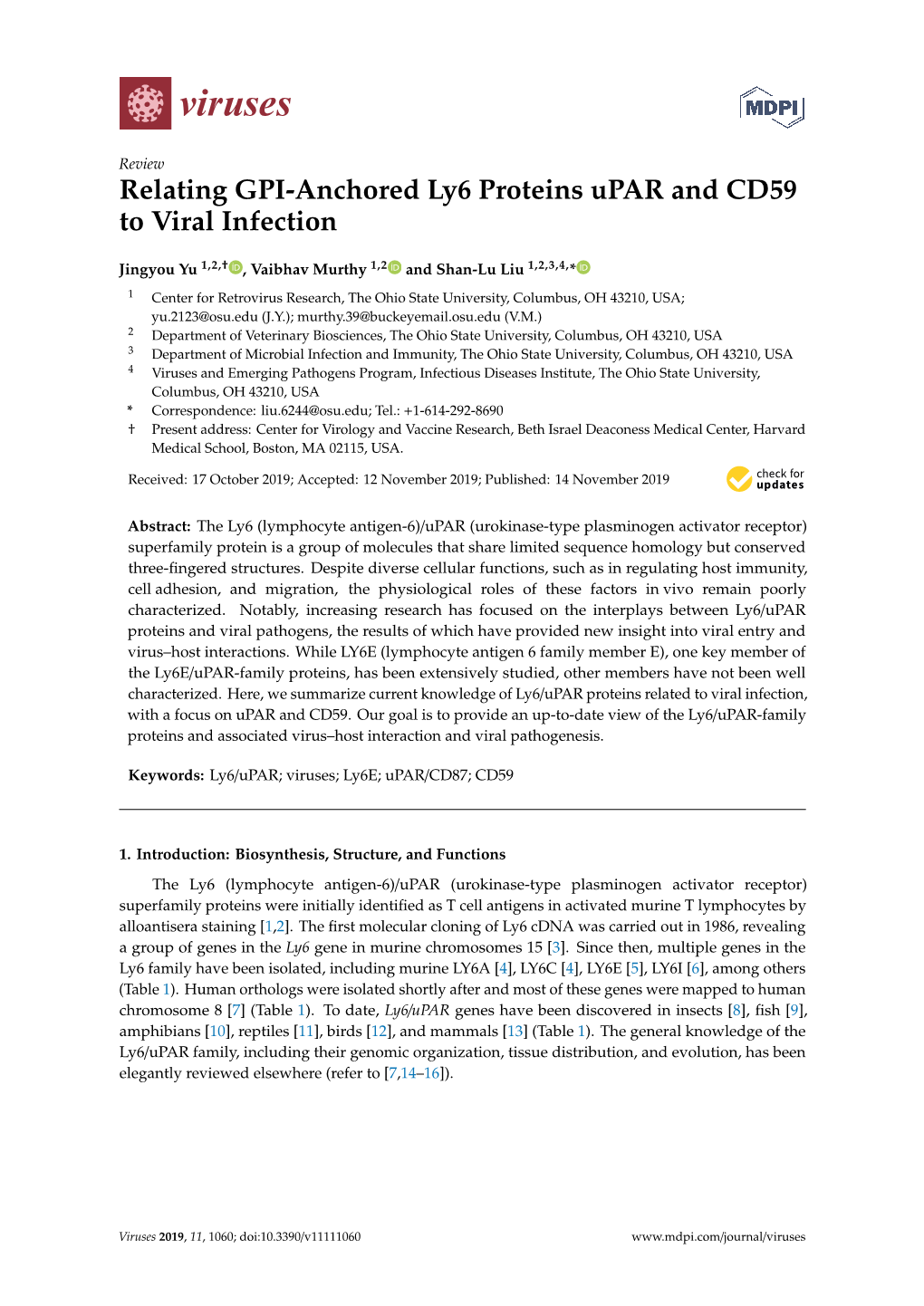 Relating GPI-Anchored Ly6 Proteins Upar and CD59 to Viral Infection