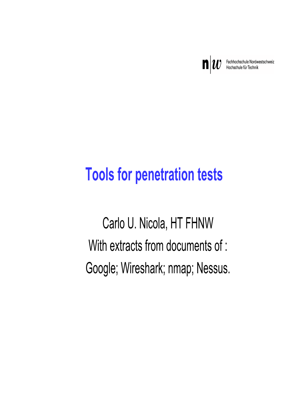 Tools for Penetration Tests