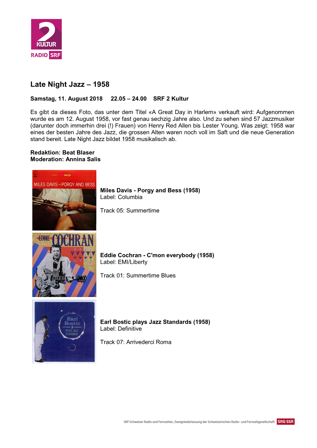 Late Night Jazz – 1958