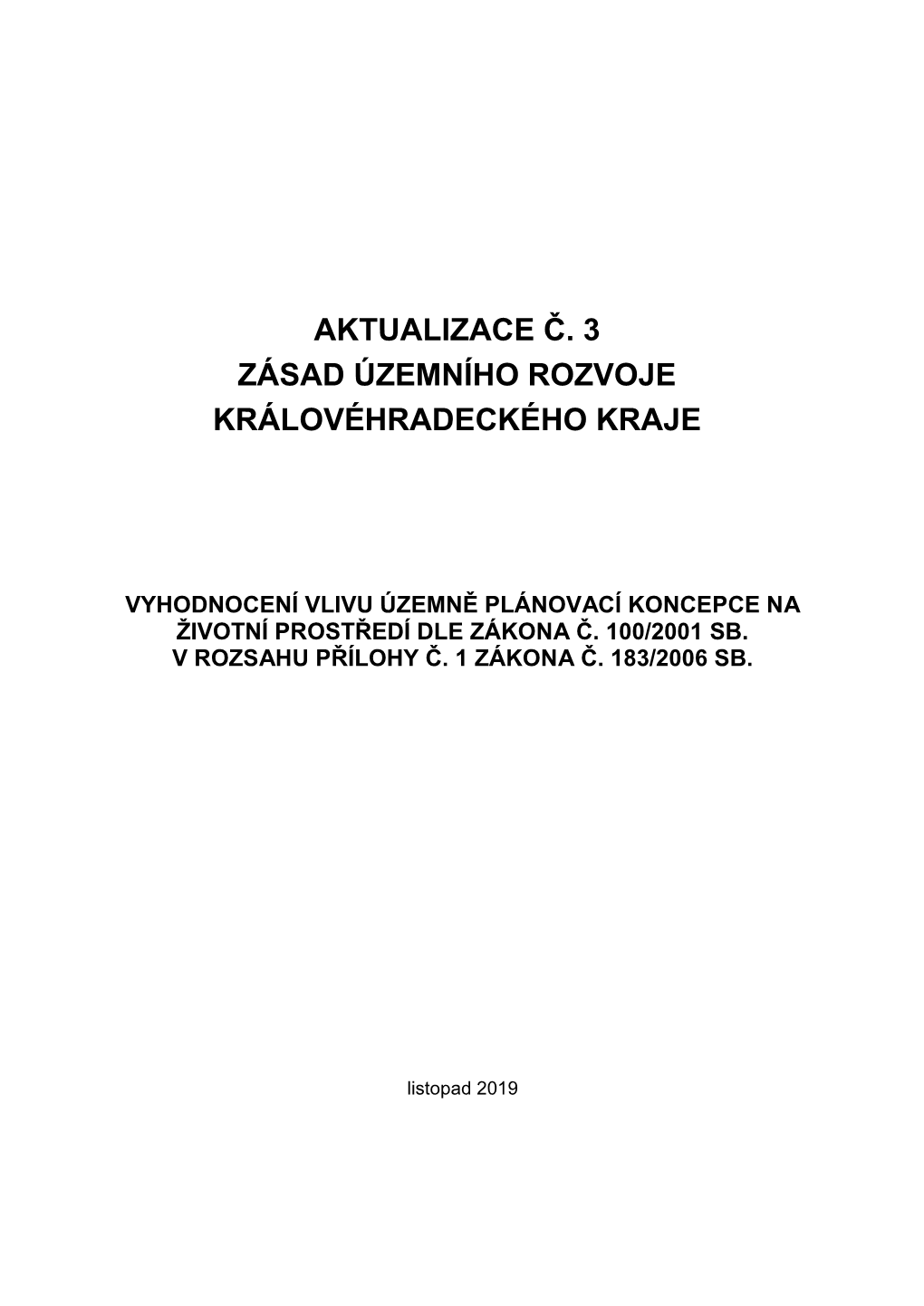 Aktualizace Č. 3 Zásad Územního Rozvoje Královéhradeckého Kraje