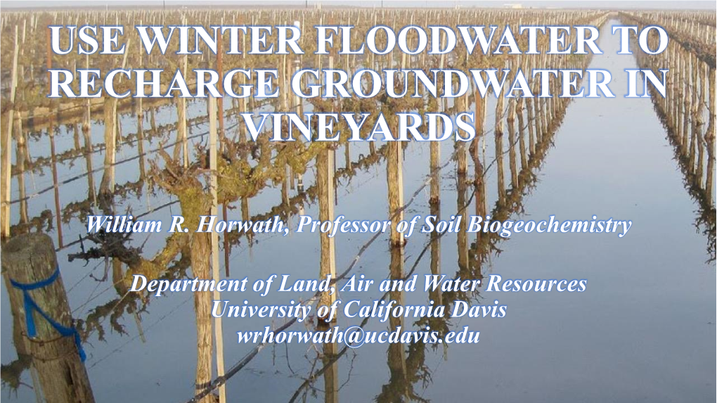 Use Winter Floodwater to Recharge Groundwater in Vineyards